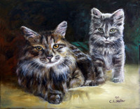 Kitty and Charlie oil